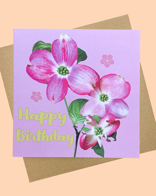 Happy Birthday Dogwood Flowers Greeting Card