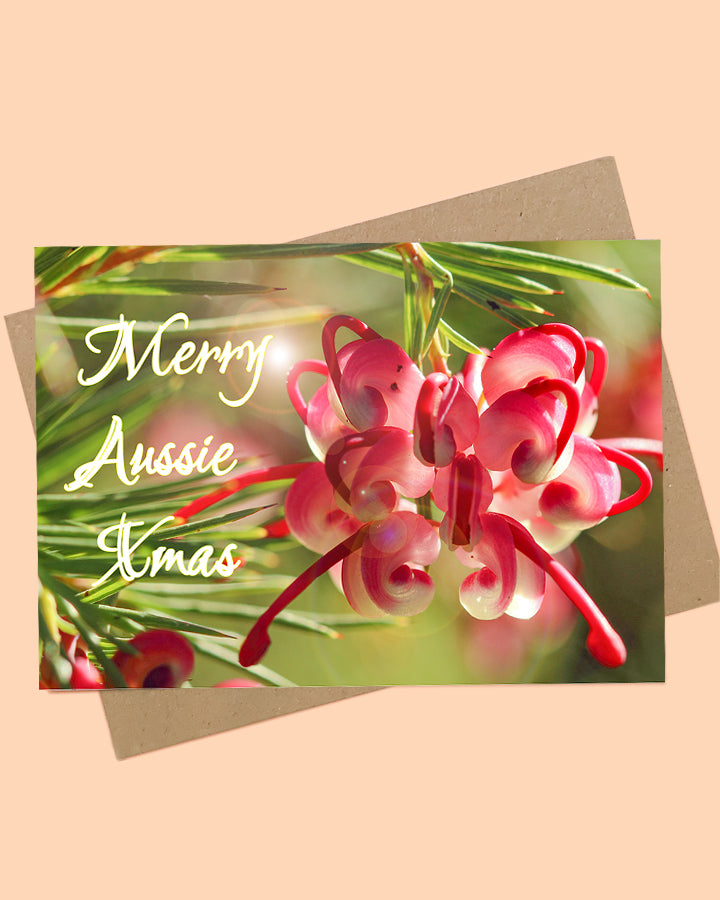 Merry Aussie Xmas Australian Flower Greeting Card