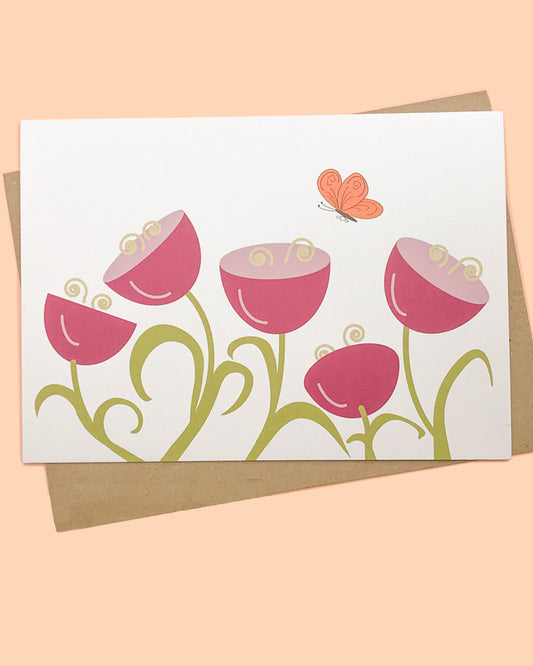 Tulips and Butterfly Greeting Card